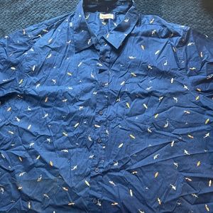 Men's Haggar 3XLT Blue Multi Print Shirt